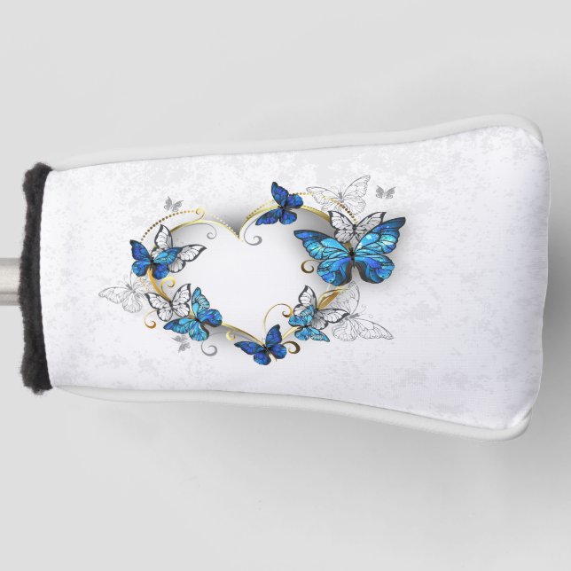 Jewellery Heart with Butterflies Morpho Golf Head Cover (Front)