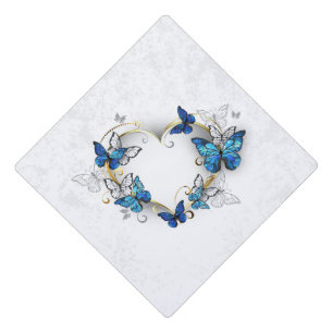 Jewellery Heart with Butterflies Morpho Graduation Cap Topper