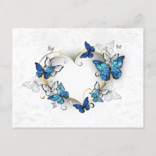 Jewellery Heart with Butterflies Morpho Holiday Postcard
