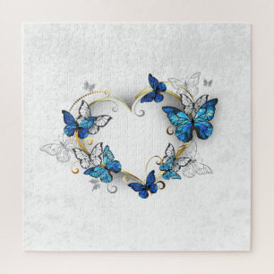 Jewellery Heart with Butterflies Morpho Jigsaw Puzzle