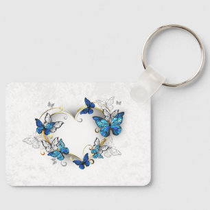 Jewellery Heart with Butterflies Morpho Keychain