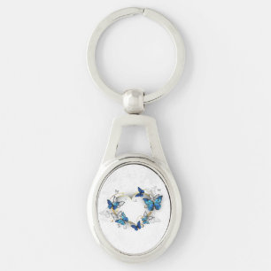 Jewellery Heart with Butterflies Morpho Keychain