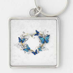 Jewellery Heart with Butterflies Morpho Keychain