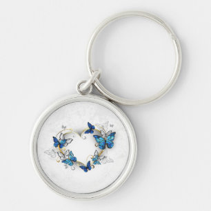Jewellery Heart with Butterflies Morpho Keychain