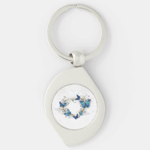 Jewellery Heart with Butterflies Morpho Keychain