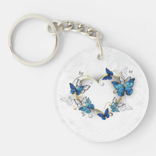 Jewellery Heart with Butterflies Morpho Keychain