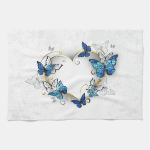 Jewellery Heart with Butterflies Morpho Kitchen Towel