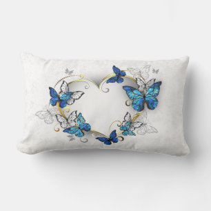 Jewellery Heart with Butterflies Morpho Lumbar Pillow