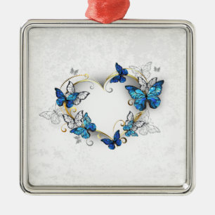 Jewellery Heart with Butterflies Morpho Metal Ornament