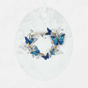 Jewellery Heart with Butterflies Morpho Metal Ornament