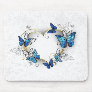 Jewellery Heart with Butterflies Morpho Mouse Pad