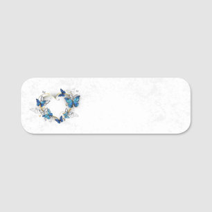 Jewellery Heart with Butterflies Morpho Name Tag