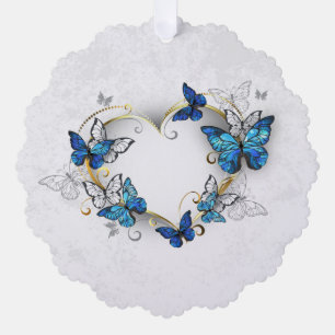 Jewellery Heart with Butterflies Morpho Ornament Card