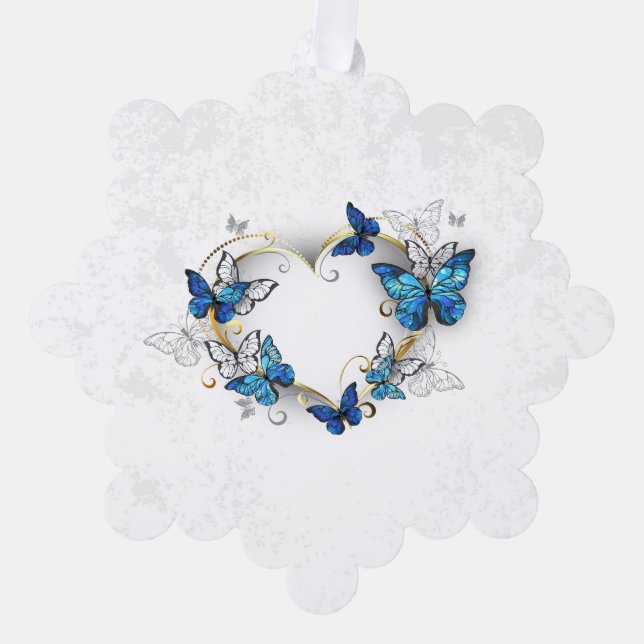 Jewellery Heart with Butterflies Morpho Ornament Card (Front)