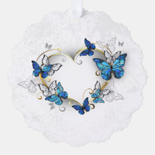Jewellery Heart with Butterflies Morpho Ornament Card