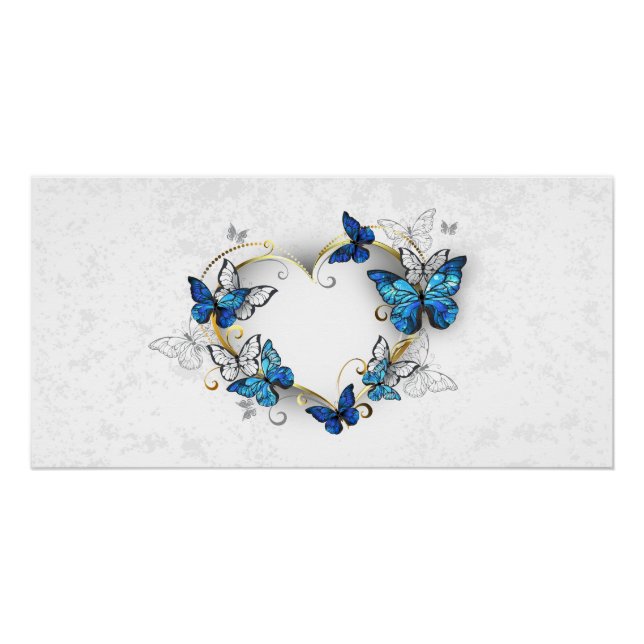 Jewellery Heart with Butterflies Morpho Poster (Front)