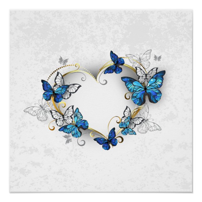 Jewellery Heart with Butterflies Morpho Poster (Front)