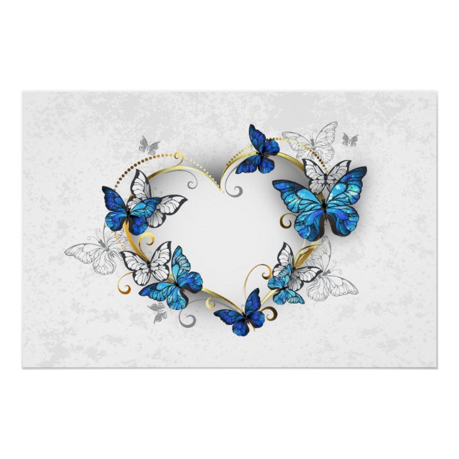 Jewellery Heart with Butterflies Morpho Poster (Front)