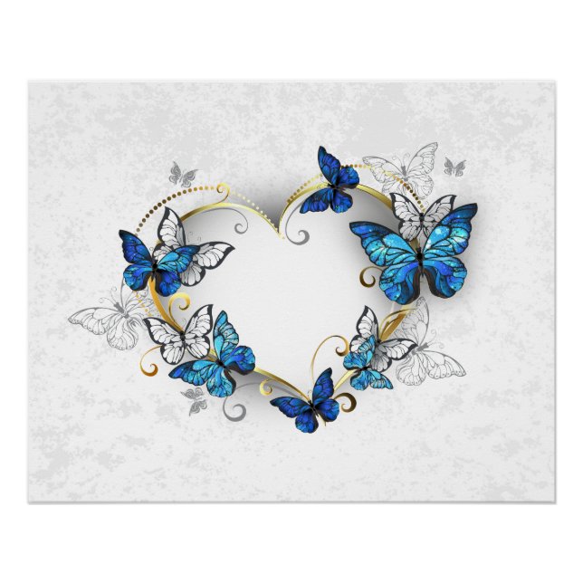 Jewellery Heart with Butterflies Morpho Poster (Front)