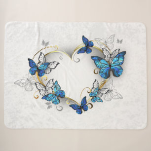 Jewellery Heart with Butterflies Morpho Sherpa Blanket