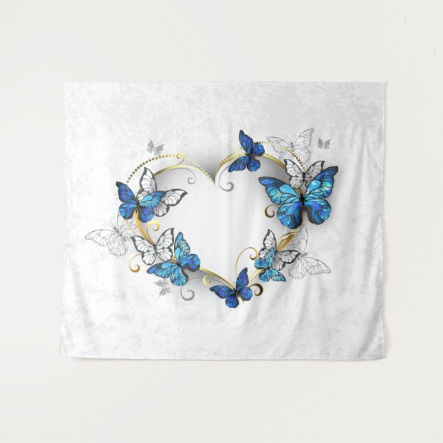 Jewellery Heart with Butterflies Morpho Tapestry (Front (Horizontal))