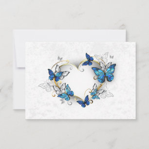 Jewellery Heart with Butterflies Morpho Thank You Card
