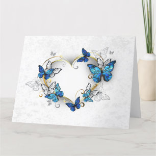 Jewellery Heart with Butterflies Morpho Thank You Card