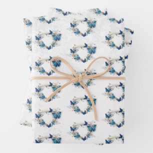 Jewellery Heart with Butterflies Morpho Wrapping Paper Sheet