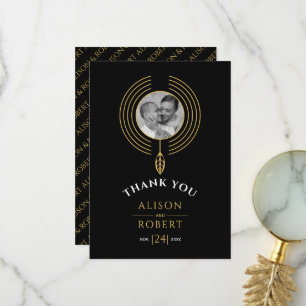 Jewellery inspired frame with photo thank you card