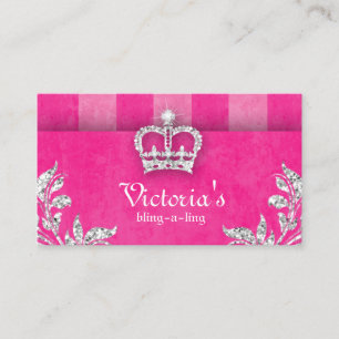 Jewellery Leaves Stripes Crown Pink Business Card