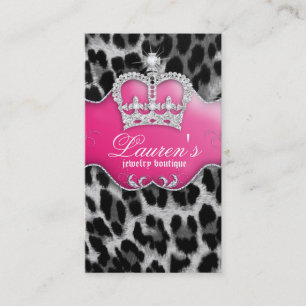 Jewellery Leopard Business Card Crown Pink