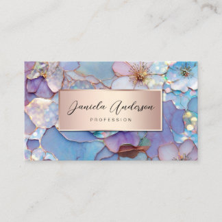 Jewellery Luxury Flowers, Chic Opal Textures QR Co Business Card