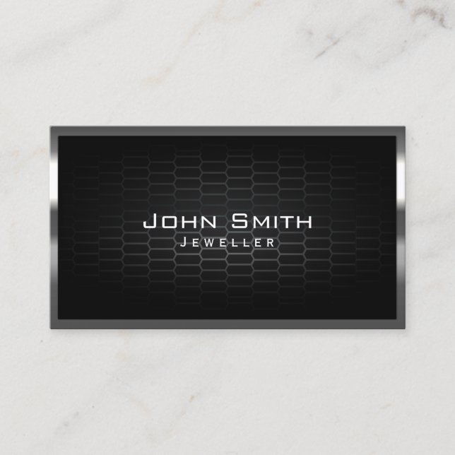 Jewellery Modern Metal Framed Business Card (Front)