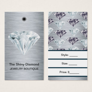 Jewellery Price Tags Diamond Silver with Barcode
