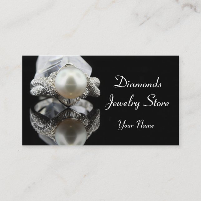 Jewellery Store Pearl Ring Business Card (Front)