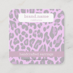 Jewellery Stud Display Purple Leopard Print Handma Square Business Card