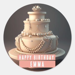 Jewellery themed Birthday Cake Classic Round Sticker