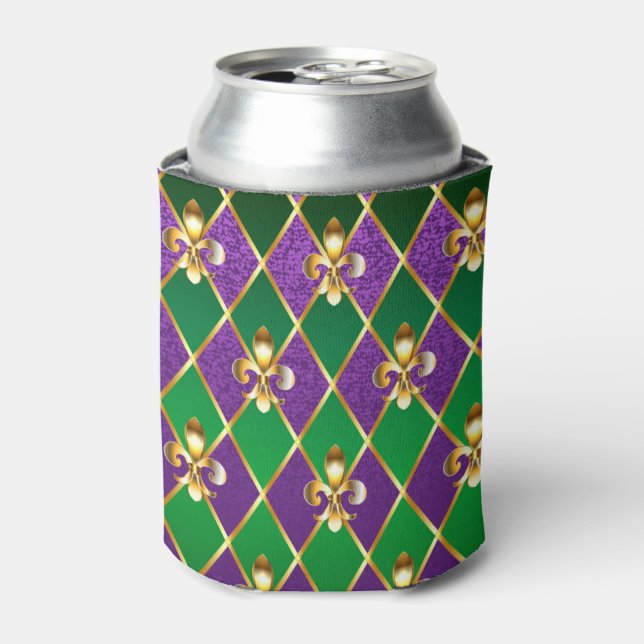 Jewelry Background Mardi Gras Can Cooler (Can Front)