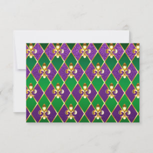 Jewelry Background Mardi Gras RSVP Card