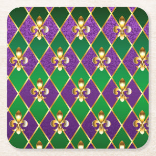 Jewelry Background Mardi Gras Square Paper Coaster