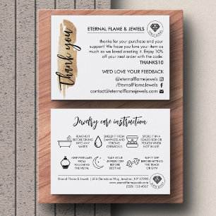 Jewelry Care White Chic Script Thank You Card