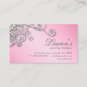 Jewelry Swirl Loyalty Card Glitter Diamonds Pink