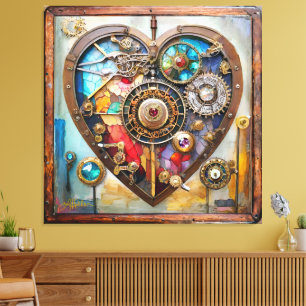 Jewels And Stained Glass Heart Steampunk Series Canvas Print