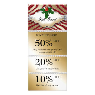Jewels Spa Christmas Coupon Zebra Gold Red Rack Card