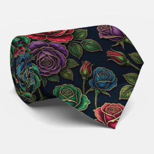 Jeweltone Roses with Gold Accents Tie