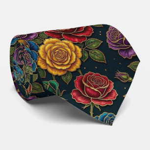 Jeweltone Roses with Gold Accents Tie