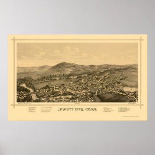 Jewett City, CT Panoramic Map - 1889 Poster