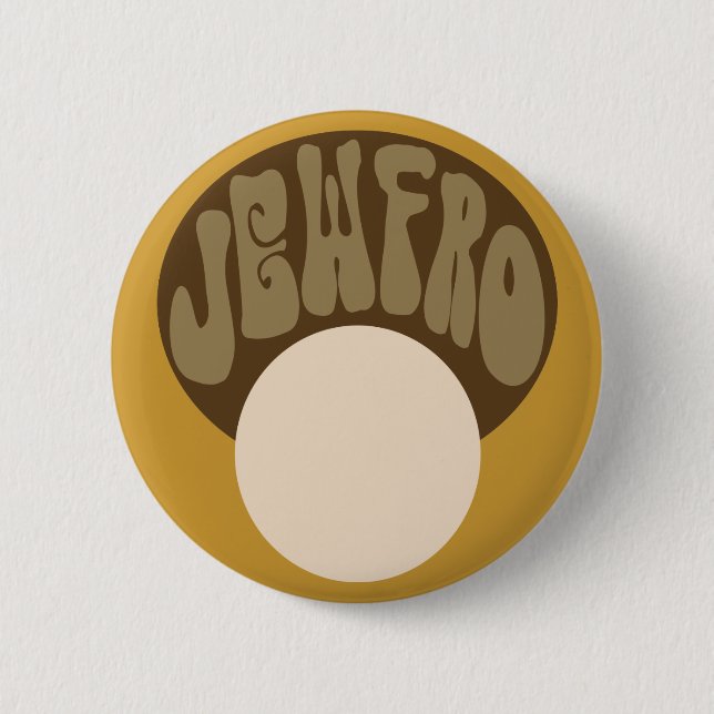 Jewfro 2 Inch Round Button (Front)