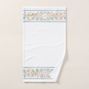 Jewish Al Netilat Yadayim Floral Bird Handwashing Hand Towel