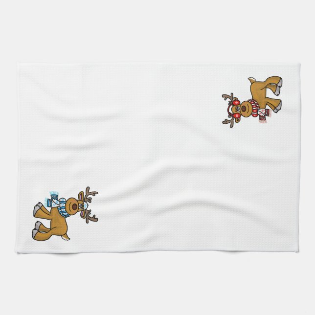 Jewish and Gentile Reindeers Kitchen Towel (Horizontal)